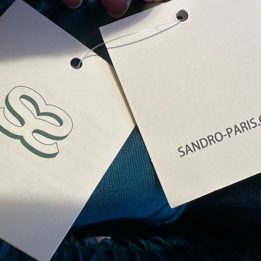 Sandro Paris Drawstring Silk Blend Shorts, Teal, NWT, Size 40 - Picture 7 of 10